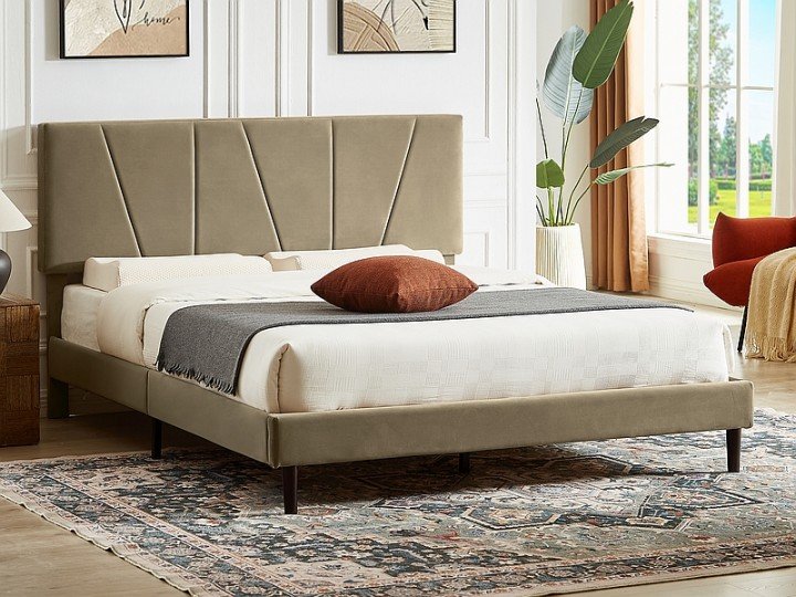 Кровать двуспальная SAVANA VELVET 160X200 Беж